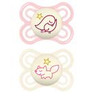 Kit com 2 Chupetas Perfect Night MAM 0-6m Rosa + Estojo