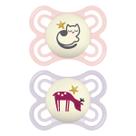 Kit com 2 Chupetas Perfect Night MAM 0-6m Rosa + Estojo