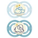 Kit com 2 Chupetas Perfect Night MAM 6+ meses Azul + Estojo