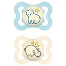 Kit com 2 Chupetas Supreme Night MAM 0-6m Azul + Estojo