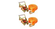 Kit com 2 Cinto de Amarração Laranja 9 mts com Catraca e Gancho J - 10 Toneladas