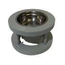 Kit com 2 Comedouros individuais Suporte Elevado Cinza Tigela de Inox 250ml Madeira Pinus