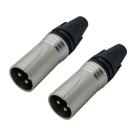 Kit com 2 Conector XLR Canon Macho 3 Pinos CSR Q-284 Tipo Neutrik Niquelado para Áudio e Iluminação