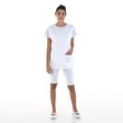 Kit com 2 Conjunto de Bermuda em Suplex, Camiseta e Bata para Copeira, Arrumadeira, Faxineira, Babá Cor:BrancoTamanho:P