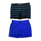 Kit com 2 cuecas boxer infantil preta listrada/ azul M basic +