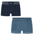 Kit Com 2 Cuecas Boxer Infantil Sem Costura Kyly- tamanho:M 8 A 10 ANOSCOR:AZUL