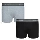 Kit com 2 Cuecas Boxer Infantis Algodão com Elastano Preta/Mescla - Lupo Kit com 2 Cuecas Boxer Infantis Algodão com Elastano Preta/Mescla - Lupo