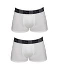 Kit com 2 Cuecas Boxer Zorba em Algodão com elastano Branco/Branco