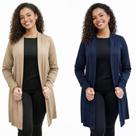 Kit com 2 (Dois) Cardigans (Kimono) de suede Winter com abertura lateral Cor:Bege/Azul MarinhoTamanho:G