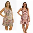 KIT com 2 (DOIS) Vestidos de Liganete - Malha Fria estampada Cor:Kit Berenice/AraraTamanho:G