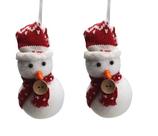 Kit com 2 Enfeite Decorativo Boneco de Neve para Pendurar Natalino