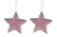 Kit com 2 Enfeite Decorativo Estrela com Paetês para Pendurar