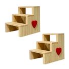 Kit Com 2 Escadinhas Decorativas Expositora de Doces Suporte Madeira Pinus