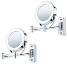 Kit Com 2 Espelhos Articulado Giratório Com Luz Led E Zoom Aumento 5x Unyhome JM315