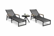 Kit com 2 Espreguiçadeiras para piscina de tela sling estrutura em alumínio encosto reclinável + Mesa lateral