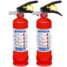 Kit com 2 Extintores de Incêndio ABC de Pó Químico Seco com Suporte, 1,1 kg, Classificação 1A:10B:C para Casa, Veículo e Barco, Alavanca de Liberação Rápida, Extintor Compacto e Portátil de Pó Seco