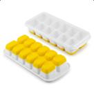 KIT com 2 Formas De Gelo Silicone Fundo Flexível Com Tampa capacidade para 14 Cubos Material Premium