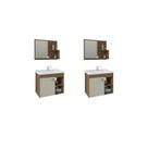 Kit com 2 Gabinetes Suspensos com Cuba e Espelheira Bia Kit com 2 Gabinetes Suspensos com Cuba e Espelheira Bia