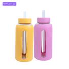 Kit com 2 Garrafa de Vidro 800ml Com Alça Garrafinha de Água Portátil Para Viagens Academia Passeios