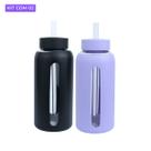 Kit com 2 Garrafa de Vidro 800ml Com Alça Garrafinha de Água Portátil Para Viagens Academia Passeios