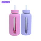 Kit com 2 Garrafa de Vidro 800ml Com Alça Garrafinha de Água Portátil Para Viagens Academia Passeios