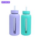 Kit com 2 Garrafa de Vidro 800ml Com Alça Garrafinha de Água Portátil Para Viagens Academia Passeios