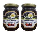 Kit com 2 Geleia Fina Artesanal Extra de Morango com Hibisco 320g Fazenda Sonnenhof