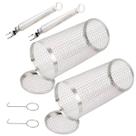 Kit com 2 Grelhas Cilindro 20,5cm Drum Grill Tambor Grelha Para Legumes Vegetais Pão de Alho Churrasco