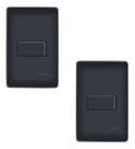 Kit Com 2 Interruptores Paralelo Preto 16A/250V Com Placa Habitat Black - Fame Kit Com 2 Interruptores Paralelo Preto 16A/250V Com Placa Habitat Black - Fame