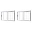 Kit com 2 Janelas de Aço de Correr Central 100x150cm 2 Folhas com Grade Quadriculada e Vidro Liso