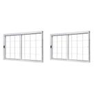 Kit com 2 Janelas de Aço de Correr Lateral 100x120cm 2 Folhas com Grade Quadruculada Vidro Liso Branco Ramassol