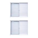 Kit com 2 Janelas de Alumínio Veneziana 100x120cm 3 Folhas 1 Fixa com Vidro Liso Branco MGM
