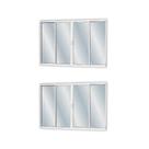 Kit com 2 Janelasde Alumínio de Correr 100x200cm 4 Folhas 2 Fixas com Vidro Liso Linha Soft MGM Branco Kit com 2 Janelasde Alumínio de Correr 100x200cm 4 Folhas 2 Fixas com Vidro Liso Linha Soft MGM Branco