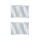Kit com 2 Janelasde Alumínio de Correr 100x200cm 4 Folhas 2 Fixas com Vidro Liso Linha Soft Mgm