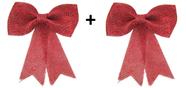 Kit com 2 Laços Vermelho de Rafia com Glitter 25 x 20 cm