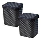 Kit com 2 Lixeiras 5L com Tampa Modelo de Pia Rattan para Banheiro, Cozinha e Escritório