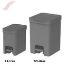 Kit com 2 Lixeiras com Pedal Cozinha Banheiro Lavabo Esconde Sacola Trium 6 Litros e 12 Litros
