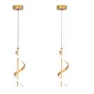 Kit com 2 Luminária pendente formato espiral dourado e LED embutido