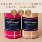 Kit com 2 Mantas Cobertor Fleece Listrado, 1,80 m x 2,00 m