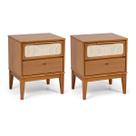 Kit com 2 Mesas de Cabeceira 2 Gavetas Madeira Maciça Viena