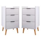Kit Com 2 Mesas De Cabeceira Quarto Estilo Retrô Mesa Lateral Decorativa Toni 3 Gavetas G2 Plus Kit Com 2 Mesas De Cabeceira Quarto Estilo Retrô Mesa Lateral Decorativa Toni 3 Gavetas G2 Plus
