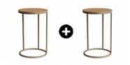 Kit com 2 mesas kira (lateral) - dourada com tampo truffel