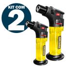 Kit com 2 Mini Maçarico Recarregável Portátil Com Regulador de Chama