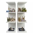 Kit com 2 mini torre nicho de parade estante vertical suporte livros prateleira albergoni branco