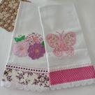 Kit Com 2 Panos de Prato Guardanapo Bordado 70x50cm Rr719