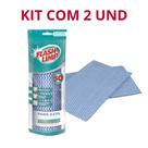 Kit com 2 Panos Perfex Rolo Com 25un Azul Multiuso Limpeza Flash Limp