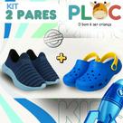 Kit com 2 pares de tênis com a mesma numeração, sendo 1 tênis ploc + 1 babuche