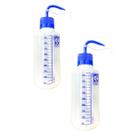 Kit com 2 Pisseta Graduada Em Poliestireno (frasco Lavador) 500ml - Nalgon Tampa Azul