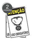 Kit com 2 Placas de Sinalização Atenção: Uso Obrigatório de Máscara Respiratória (EPI) em PS (Poliestireno)