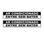 Kit com 2 Placas de Sinalização Aviso: Ar Condicionado - Entre Sem Bater 5x25 cm, Poliestireno (PS)